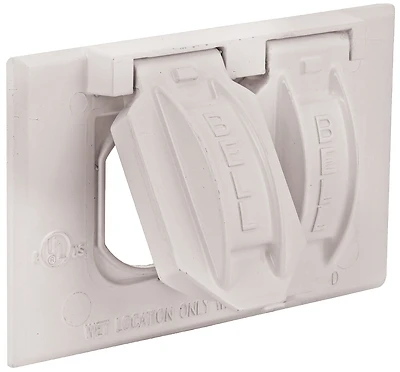 5180-1 Horizontal Mount Duplex Aluminum White Weatherproof Outdoor Outlet Cover