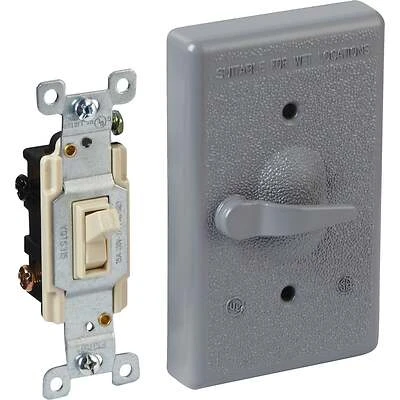Gray 3-way Vertical Mount Outdoor Switch Cover With Die-cast Metal Construction