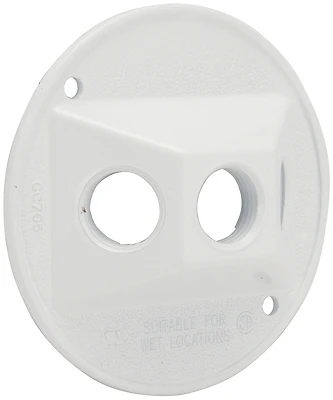 3-outlet Round Weatherproof Outdoor Box Cover, Model 5197-1, Zinc, White