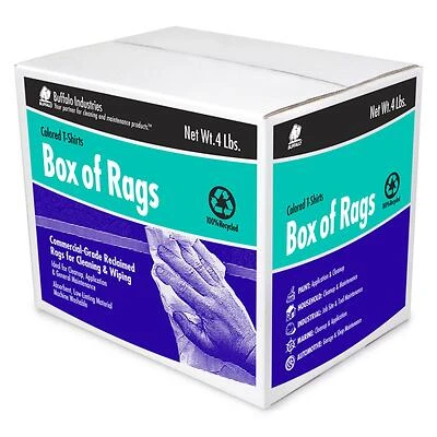 10080 Recycled Colored Cloth Wiping Rags, 4 Lb Box, Assorted