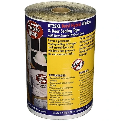 Protecto Wrap BT25XL Window and Door Flashing Tape, 9 In. x 75 Ft.