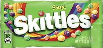 Sour Candy, Assorted Fruits, 1.8 Oz Bags, Pack Of 24