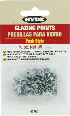 Hyde 45760 Glazier Points, Aluminum, Push-Style, 10-Pack