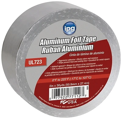 IPG 9201 Aluminum Foil Tape, 2 In. x 30 Yd., HVAC Duct Tape