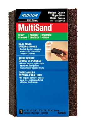 Norton 00936 MultiSand Sanding Sponge, Coarse/Medium, 4-7/8 In. X 2-7/8 In.