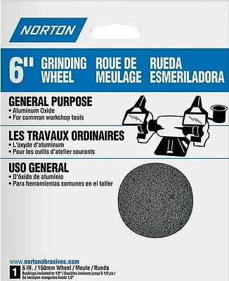 07660788245 6" Dia Coarse Grinding Wheel, 1/2" Arbor, 3/4" Thickness, Aluminum Oxide