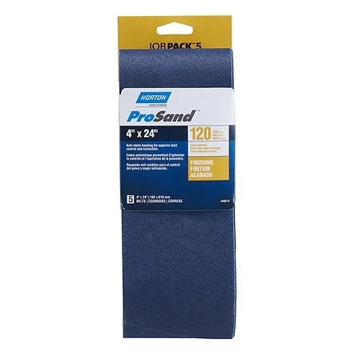 49274 Prosand Sanding Belt, 4 In W X 24 In L, 120 Grit, Zirconia Alumina, 5 Pk