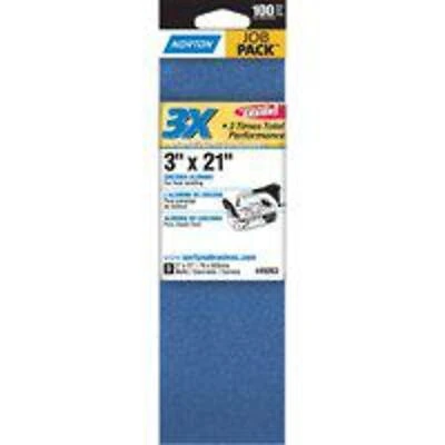49263 3 X 21 In. Sanding Belt, 100 Grit, Zirconia Alumina, Job Pack Of 5