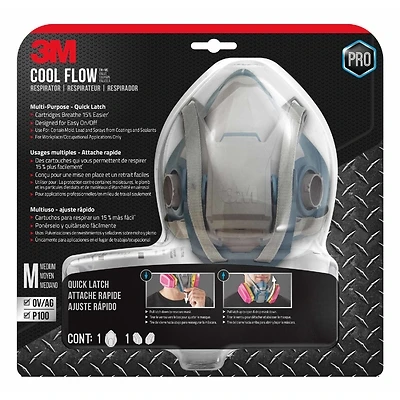 3M 65023QLHA1-C Cool Flow Pro Multi-Purpose Respirator, Medium