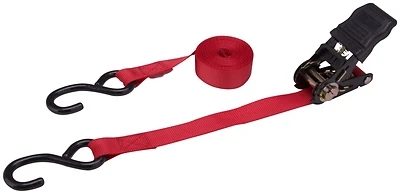 Fh64056 1 In W X 14 Ft L Ratchet Tie-down With S-hook, 500 Lb Capacity, Red