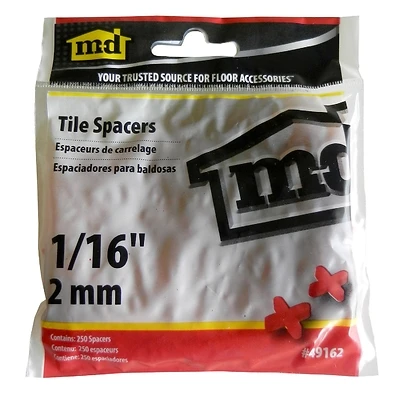 M-D 49162 Tile Spacers, 1/16 In, 250-Pack