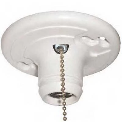 Lh-12p Lamp Holder, 250 V, 660 W, White With Pull Chain