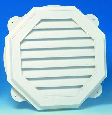 626060-00 22-inch White Polypropylene Octagon Gable Vent With Trim Ring