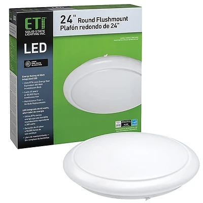 54614142 24 Inch Led Round Flush Mount Light Fixture, 40 Watt, 2900 Lumens