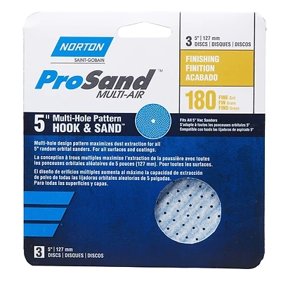 Prosand 5 In. Ceramic Alumina Hook And Loop Sanding Disc 180 Grit Fine 3 Pk
