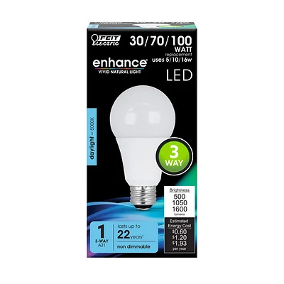 Feit Electric A30/100/950CA 3-Way LED Bulb, 30/70/100W Equivalent, E26, 5000K