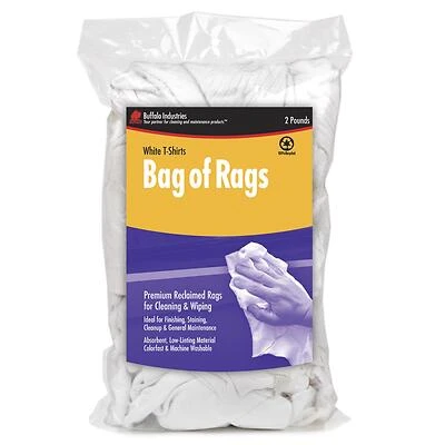 Buffalo 60317 Recycled White Cloth Rags, Knit Wiping, 2 Lb
