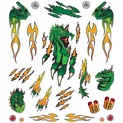 Pinecar Flaming Dragon Dry Transfer Decal 4" X 5" Sheet For Customization
