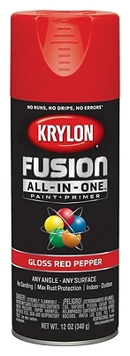 Krylon K02720007 Fusion All-In-One Spray Paint + Primer, Gloss Red Pepper, 12 Oz