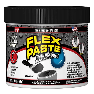 Flex Paste PFSBLKR16 Rubberized Adhesive, Black, 1 lb, Jar