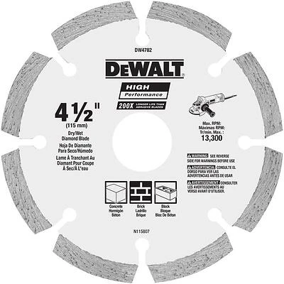 DeWalt DW4782 HP Segmented Diamond Masonry Blade, 4-1/2 In.