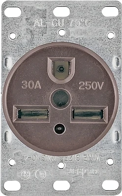 Arrow Hart 1234-BOX Power Receptacle, 30 Amp 250V, NEMA 6-30R, Brown