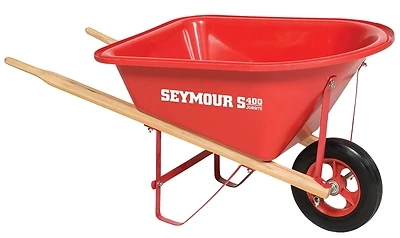 Seymour 85720IB Children's Wheelbarrow, 1-2 Cu Ft, Poly Tray, Red