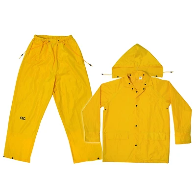 R102x 3-piece Yellow Polyester Rain Suit, Extra Large With Detachable Hood