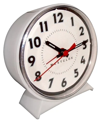 15550 Keno Key-wound Loud Bell Alarm Clock, White Plastic Case