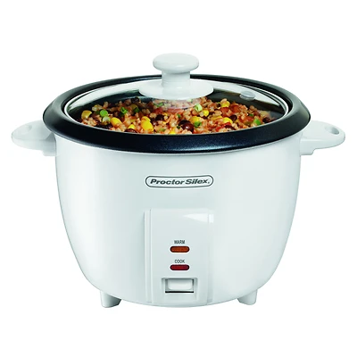 Proctor Silex 37533 Rice Cooker & Steamer, 10-Cup Capacity, White