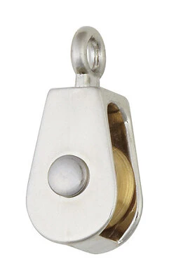 Campbell T7655100N Rope Pulley, Single Rigid Eye, Brass Sheave, 3/4 In.