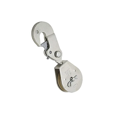 Latching Swivel Hook Single Pulley, Zinc, 2 In.