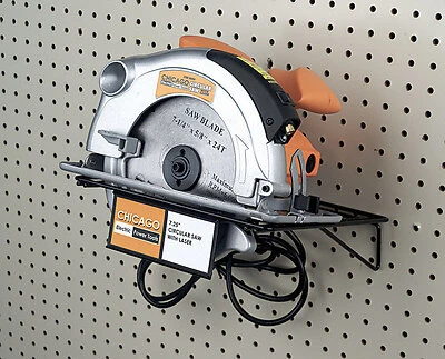 Black Circular Saw Display Hanger With Sign Holder