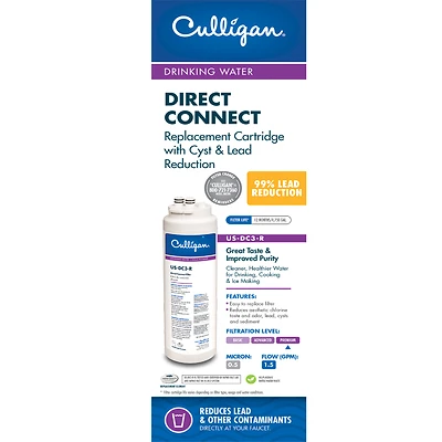 Culligan US-DC3-R Direct Connect Water Filter Cartridge, 4750 Gal, 1.5 GPM