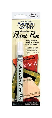Rust-Oleum 215153 Testors Craft Satin White Decorative Paint Pen, Chisel Tip, 1/3 Oz