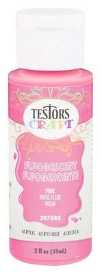 Testors 297503 Acrylic Craft Paint, Fluorescent Pink, 2 Oz