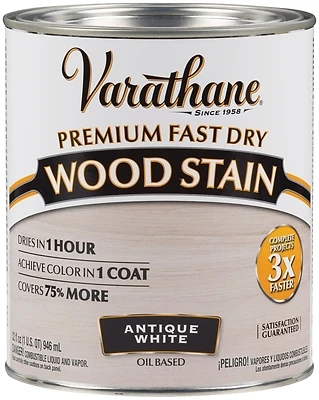 Varathane 297424 Fast Dry Interior Wood Stain, Oil-Based, Antique White, 1-Qt.