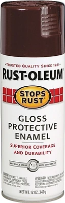 Stops Rust Spray Paint, Gloss, Kona Brown, 12-oz.