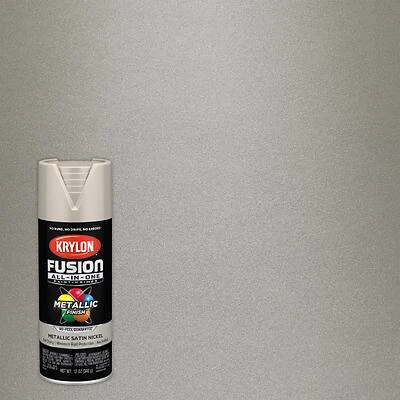 Krylon K02772007 Fusion All-In-One Spray Paint & Primer, Metallic Satin Nickel, 12 Oz