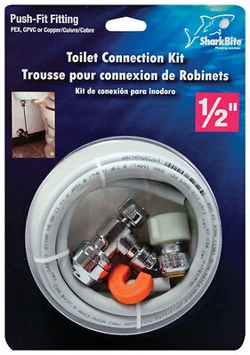 SharkBite 25088 Toilet Connector Kit With Angle Stop, 1/2 X 1/4 In.