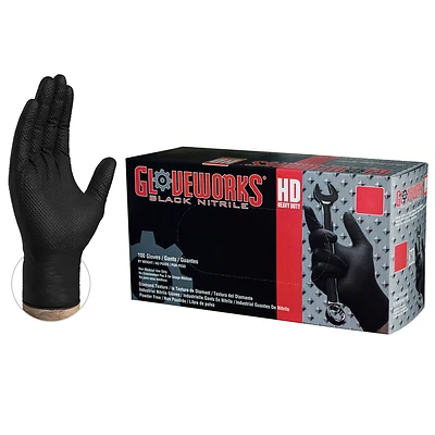 Nitrile Gloves, Heavy-Duty, Black, Medium, 100-Ct.