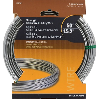 Hillman 50 ft. L Galvanized Steel 9 Ga. Wire