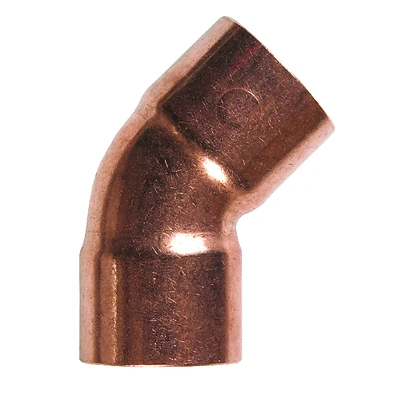 Nibco Copper Pipe Elbow, 45-Degree, 1/2 In. CxC