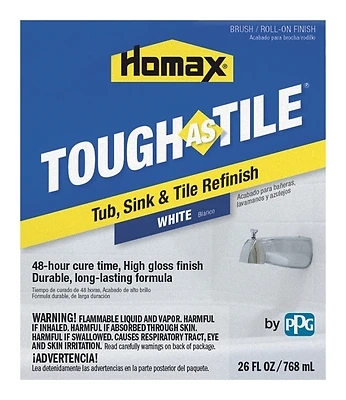 Homax 3158 Tub & Tile Brush-On Epoxy Finish, White, 26 Oz.