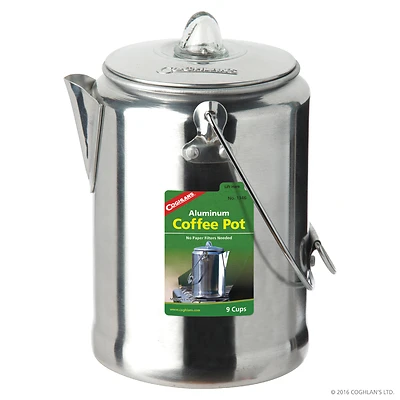 Coghlan's 1346 Aluminum Camping Coffee Pot, 9-Cup, Quick-Cool Bail Handles