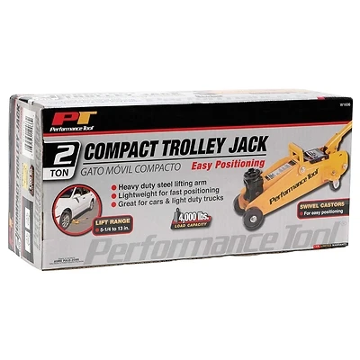 Performance Tool W1606 Trolley Jack, 2 Ton, Steel, 13 In. Max Lift