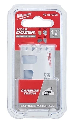 Milwaukee 49-56-0708 Hole Dozer Carbide Hole Saw, 1-1/8 In, 4 TPI