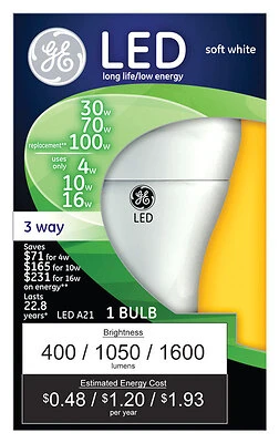 LED 3-Way Light Bulb, Soft White, A19 Medium Base, 4/9/13 Watt