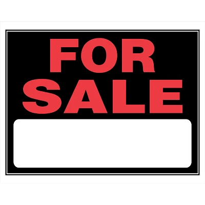Hillman 840028 For Sale Sign, Black and Red, 15 x 19-In.
