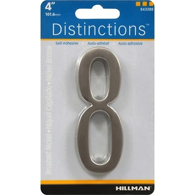 Hillman 843288 Distinctions Adhesive House Address Number 8, Nickel, 4-In.